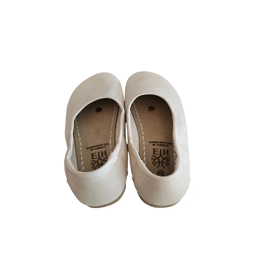EH Earthing Harmony Grounding Cream Leather Ballet Flats 7.5